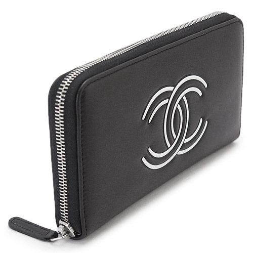 シャネル長財布コピー レディース CHANEL 財布 ラウンドファスナー CCココマーク レザー ブラック ×ホワイト 黒 A84124 Y01480 C0229 - 商品画像 3