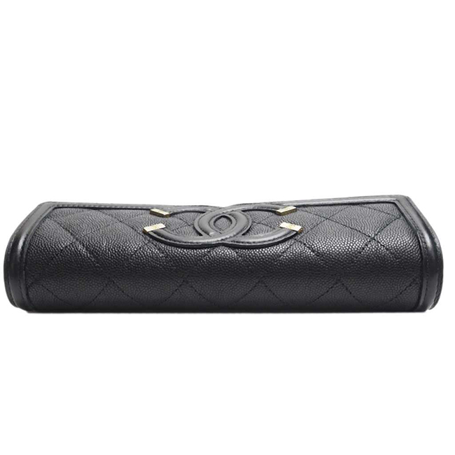 シャネル財布コピー CCフィリグリー キャビアスキン フラップウォレット 黒/GO A84448 CHANEL - 商品画像 5
