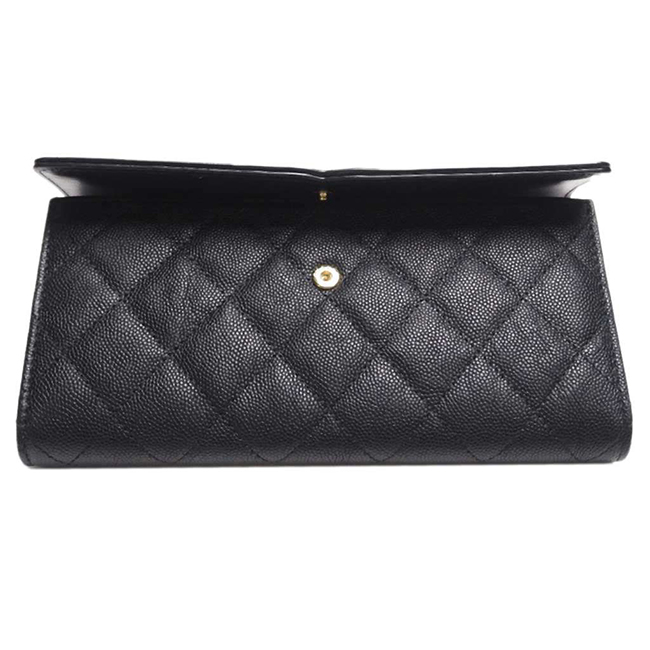 シャネル財布コピー CCフィリグリー キャビアスキン フラップウォレット 黒/GO A84448 CHANEL - 商品画像 6