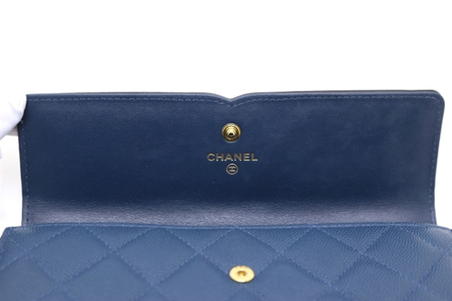 CHANELコピー シャネル サイフ・小物 ロングフラップウォレット ZIP長財布 ココマーク マトラッセ ZIP長財布 キャビア ゴールド金具 ネイビー A84448 - 商品画像 5