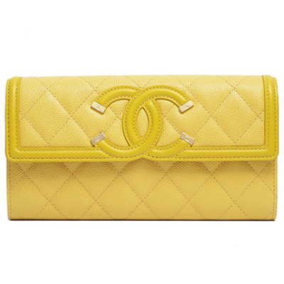 シャネル財布スーパーコピー CCフィリグリー ロング フラップウォレット イエロー/GO A84448 CHANEL - 商品画像 7