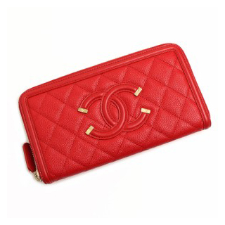 スーパーコピーCHANEL シャネル ジップ ラウンドファスナー 長財布 キャビアスキン A84449 「CC フリグリー FILIGREE」赤 ゴールド金具 CCマーク - 商品画像 5