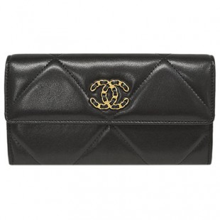 シャネル財布コピー AP0955 CHANEL 長札ファスナー 小銭入れ付き 長財布 CHANEL19 ロング フラップウォレット チェーン CC ブラックxダークピンク ゴールド金具 - 商品画像 2
