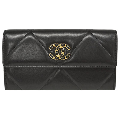 シャネル財布コピー AP0955 CHANEL 長札ファスナー 小銭入れ付き 長財布 CHANEL19 ロング フラップウォレット チェーン CC ブラックxダークピンク ゴールド金具 - 商品画像 8
