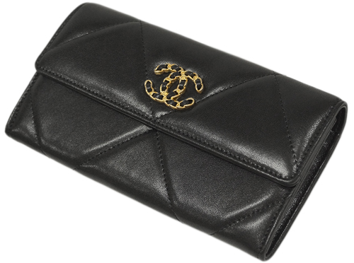 シャネル財布コピー AP0955 CHANEL 長札ファスナー 小銭入れ付き 長財布 CHANEL19 ロング フラップウォレット チェーン CC ブラックxダークピンク ゴールド金具 - 商品画像 4