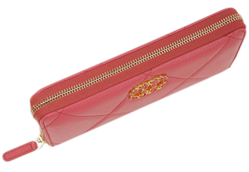 シャネルスーパーコピー財布 AP1063 CHANEL ラウンドファスナー長財布 CHANEL19 チェーン CC ラムスキン ピンク ゴールド金具 - 商品画像 1