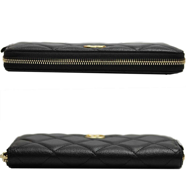 シャネルスーパーコピー財布 タグ付きメタルCCジップウォレット マトラッセ 黒/GO AP1150 CHANEL - 商品画像 5