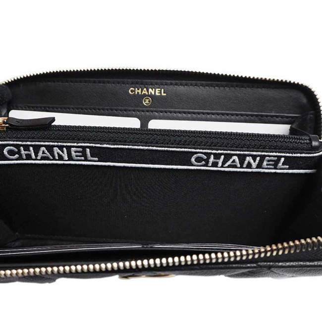 シャネルスーパーコピー財布 タグ付きメタルCCジップウォレット マトラッセ 黒/GO AP1150 CHANEL - 商品画像 3