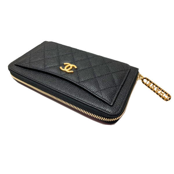 スーパーコピーシャネル コレクション パリジャンジャーニー ジップ ラウンドファスナー 長財布 AP1425B02849 CCマーク 黒 ブラック キャビアスキン ファスナー引き手 ゴールド金具 カメリア ラッピング - 商品画像 8