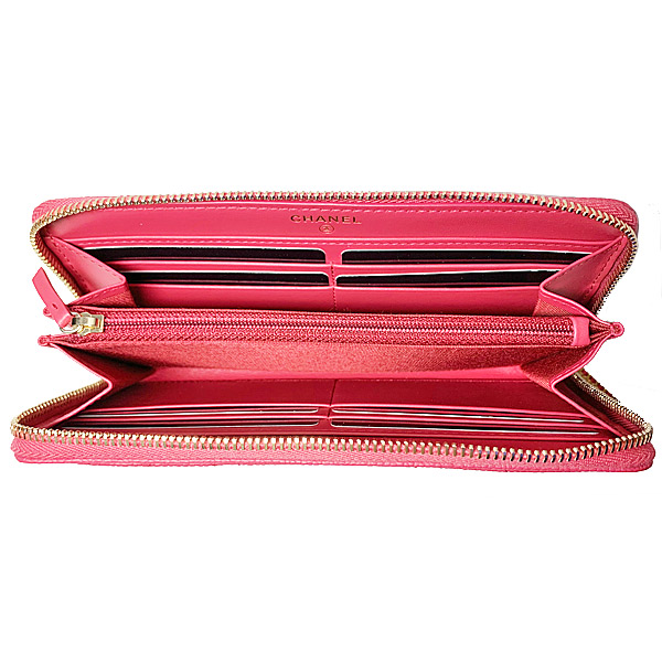 CHANELスーパーコピー コレクション パリジャンジャーニー ジップ ラウンドファスナー 長財布 AP1425B02849 N6511 CCマーク ローズピンク キャビアスキン ファスナー引き手 ゴールド金具 カメリア ラッピング - 商品画像 3