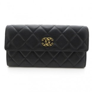 CHANEL シャネルスーパーコピー ZIP長財布 ラムスキン ブラック P0955