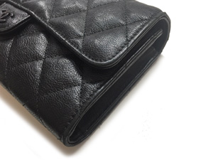 シャネル キャビアスキン フラップ 長財布/黒×ブラックメタル a80758 - 商品画像 3