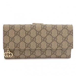 グッチコピー 長財布 GUCCI 212104 KGDDG 9768 財布 Wホック TESS GG PIERCE/GGピアス GGプラス/PVC ベージュ×ブラウン