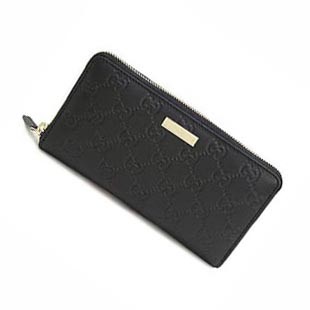 グッチ 長財布 GUCCI 財布 ラウンドファスナー METAL BAR/メタルバー GG柄レザー/グッチ シマ ブラック 307980 A0V1G 1000 - 商品画像 1