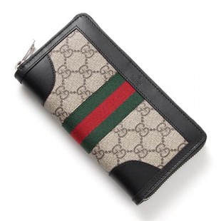 グッチスーパーコピー ラウンドファスナー 長財布[小銭入れ付き] GG SUPREME CANVAS ベージュ×エボニー×ブラック ブラウン系 388386 khn4n 9678 レディース - 商品画像 2