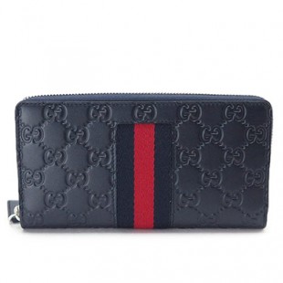 グッチコピー財布 408831 CWCLN 8497 GUCCI ラウンドファスナー NEW WEB/ニューウェブ 型押し レザー ブルー - 商品画像 2