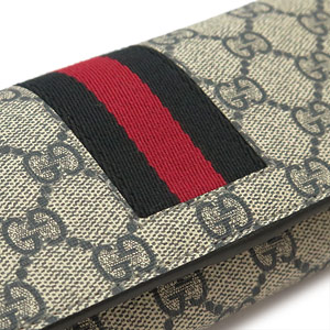 グッチコピー 長財布 GUCCI 財布 二つ折りフラップ 『2016年秋冬新作』WEB PVC GG柄 スプリームキャンバス ベージュ×ネイビー 408830 KHN4N 4080 - 商品画像 3