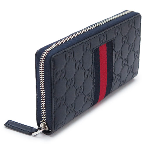グッチコピー財布 408831 CWCLN 8497 GUCCI ラウンドファスナー NEW WEB/ニューウェブ 型押し レザー ブルー - 商品画像 3