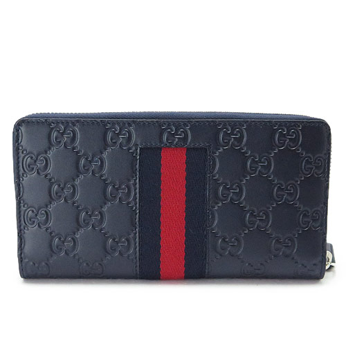 グッチコピー財布 408831 CWCLN 8497 GUCCI ラウンドファスナー NEW WEB/ニューウェブ 型押し レザー ブルー - 商品画像 6