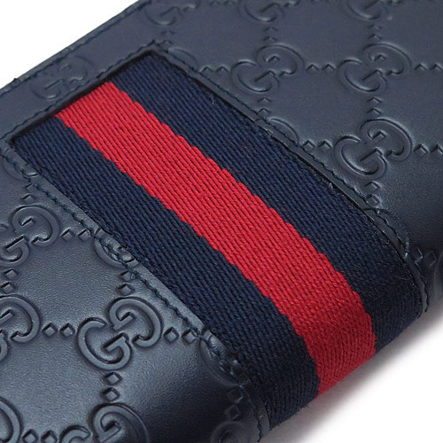 グッチコピー財布 408831 CWCLN 8497 GUCCI ラウンドファスナー NEW WEB/ニューウェブ 型押し レザー ブルー - 商品画像 1