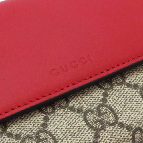 グッチコピー 長財布 GUCCI 財布 二つ折りフラップ 『2016年春夏新作』LINEA A/リネア GGスプリーム キャンバス レザー ベージュ×ハイビスカスレッド 410100 KLQIG 9784 - 商品画像 5