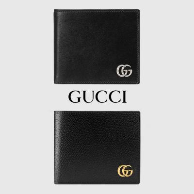 グッチ 折財布 メンズ 二つ折り財布 GGマーモント ダブルG レザー ブラック 428725 DJ20T 1000