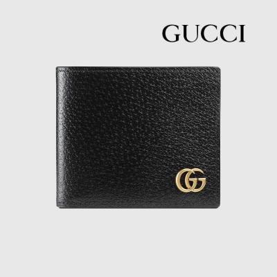 グッチ 二つ折り財布 メンズ 札入れ 小銭入れなし GGマーモントダブルG カーフレザー ブラック 428726 DJ20T 1000