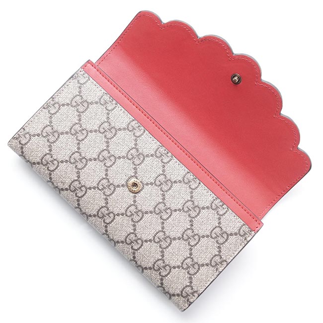 グッチコピー GUCCI 長財布[小銭入れ付き] GGスプリーム ベージュ×エボニー×ハイビスカスレッド レッド系 431474 khnkt 9778 レディース - 商品画像 6
