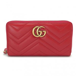 グッチコピー 長財布 GUCCI 443123 DRW1T 6433 財布 ラウンドファスナー 『2017年春夏新作』GG MARMONT/GGマーモント キルティング レザー ハイビスカスレッド