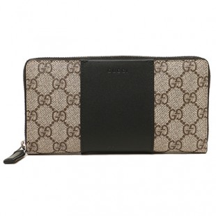 グッチコピー 451249 KGDHN 9769 GUCCI EDEN GGスプリーム ジップアラウンドウォレット メンズ 長財布 BEIGE EBONY /NERO