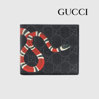 スーパーコピーグッチ GUCCI キングスネークプリント レザー ウォレット 折財布 [小銭入れなし] ブラック [メンズ] 451268 DUR1T 1058