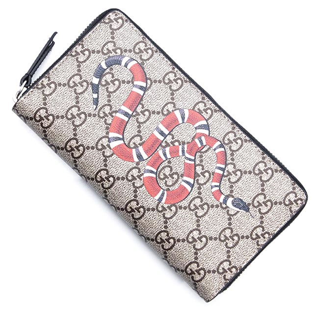グッチコピー GUCCI ラウンドファスナー 長財布 小銭入れ付き ベージュ メンズ ウォレット 財布 ギフト プレゼント ミケーレ デザイン モード ラグジュアリー 451273 k561n 8666 スネーク プリント - 商品画像 1