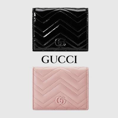 グッチ GUCCI 財布 二つ折り財布 466492 DTD1T 1000 ブラック GGマーモント シェブロン キルティング レザー コンパクト ウォレット