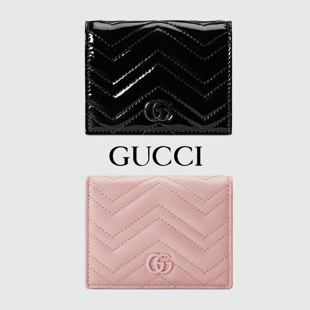 グッチ GUCCI 財布 二つ折り財布 466492 DTD1T 1000 ブラック GGマーモント シェブロン キルティング レザー コンパクト ウォレット - 商品画像 8