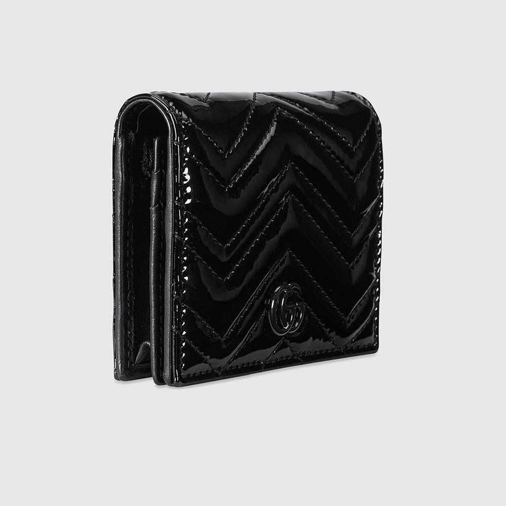 グッチ GUCCI 財布 二つ折り財布 466492 DTD1T 1000 ブラック GGマーモント シェブロン キルティング レザー コンパクト ウォレット - 商品画像 4