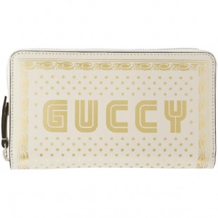 グッチ財布スーパーコピー レディース 510488 GUCCI ラウンドファスナー長財布 GUCCYロゴ プリント レザー オフホワイト系×ゴールド 510488 0GUTN 8711