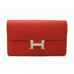 エルメスコピーHERMES コンスタンスロング 長財布 ヴァーミリオン(シルバー金具) ヴォーエプソンhe-ct-1014