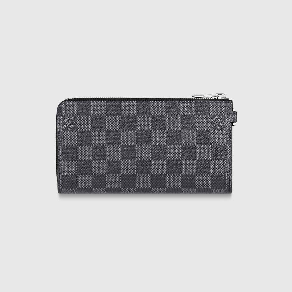 ルイヴィトンコピー カードケース メンズ ジッピードラゴンヌ リストレット スマートフォンケース ポーチ ダミエグラフィット LOUIS VUITTON N60379 グレー ブラック - 商品画像 1