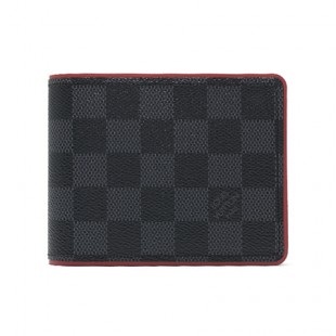 ルイヴィトンコピー LOUIS VUITTON 二つ折財布【札入れ】 ダミエ グラフィット ポルトフォイユ・ミュルティプル グレー＆ボルドー N63260 メンズ