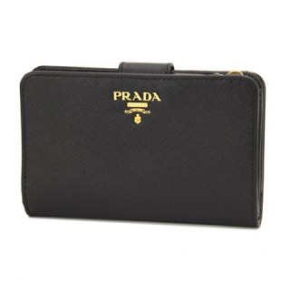 PRADAコピー 1M1225 財布 サフィアーノ メタル SAFFIANO METAL レディース NERO(ネロ) ブラック 黒 二つ折り