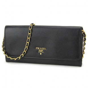 プラダスーパーコピー 長財布 PRADA 1M1290 財布 サフィアーノ メタル SAFFIANO METAL レディース NERO ブラック 黒 ショルダーチェーン付 クラッチバッグ