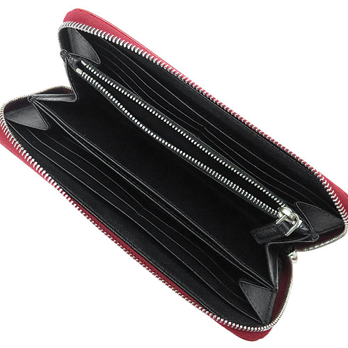 プラダコピー 長財布 PRADA 2ML317 2AJS F0C9F/SAF RIGHE FUOCO+NERO 財布 ラウンドファスナー サフィアーノ 型押しレザー フォーコ×BK - 商品画像 4